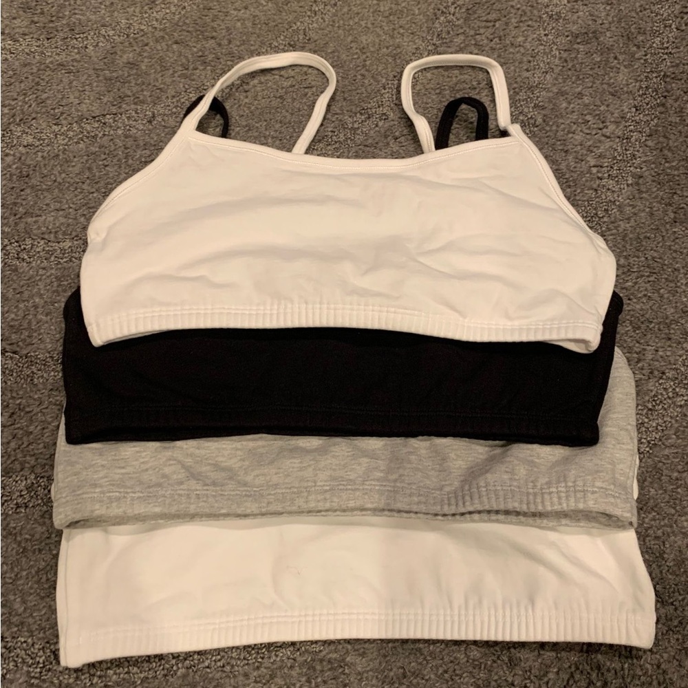 2x white, 1x grey, 1x black fruit of the loom bralette